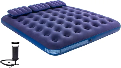 Vista 7 de Colchón inflable de tamaño matrimonial con bomba y almohadas, colchón inflable para camping y hogar