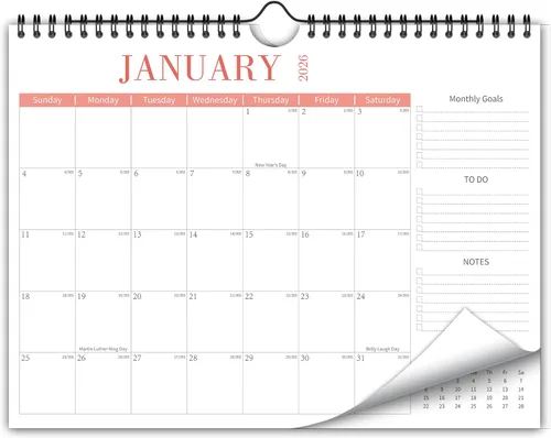 Vista 6 de Calendario de pared estético 2026, calendario mensual de 12 meses con 12 colores desde enero de 2026 hasta diciembre de 2026, 14 x 11 pulgadas