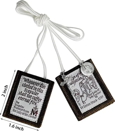 Vista 2 de TALPGOD Escapularios católicos, paquete de 3 Escapularios Católicos, Escapularios Católicos, regalo católico para mujeres y hombres con medalla