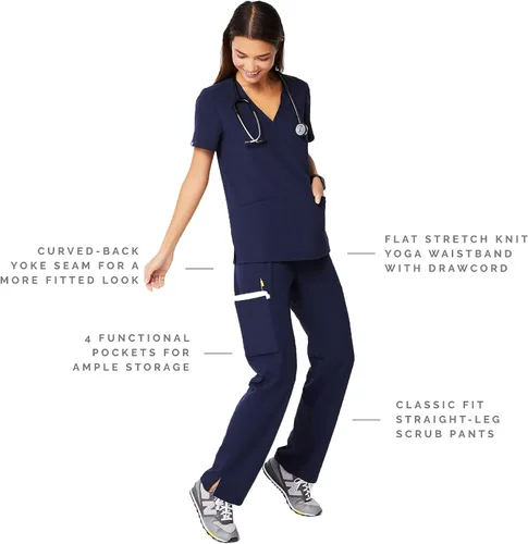 Vista 2 de FIGS - Pantalones quirúrgicos tipo cargo para mujer básicos ajuste perfecto súper flexibles muy suaves antiarrugas pantalones para profesionales