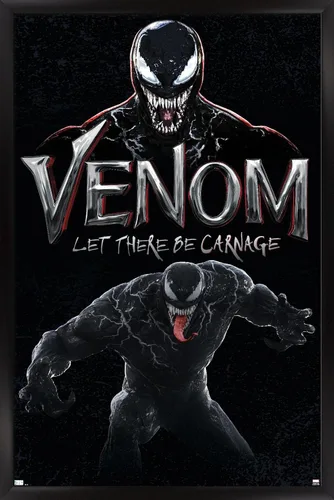 Vista 9 de Trends International Marvel Venom: Let There be Carnage - Póster de pared de ataque, 22.4 pulgadas de largo x 14.7 W, versión enmarcada de madera