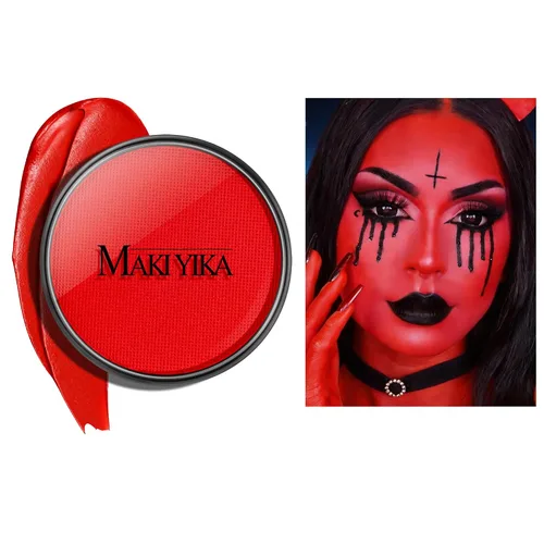 Vista 17 de Pintura facial blanca para maquillaje de Halloween, base blanca y negra 01 Blanco