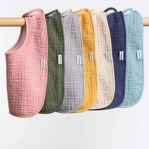 Vista 4 de Baberos unisex para bebé de muselina Gerber, pack de 8 para babeo