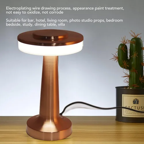Vista 3 de ASHATA LED portátil con control táctil retro, lámparas de mesa modernas, 3 niveles de temperatura de color, luz nocturna recargable para hotel