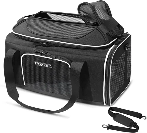 Vista 12 de Petskd Transportador de mascotas extensible superior de 17 x 11 x 9.5 pulgadas, aprobado por aerolíneas de Alaska, transportador de lados suaves