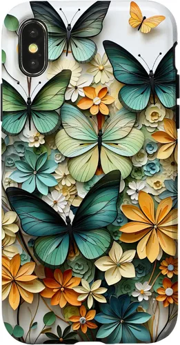 Vista 5 de iPhone 16 mariposa estética mariposas verdes naturaleza acuarela caso