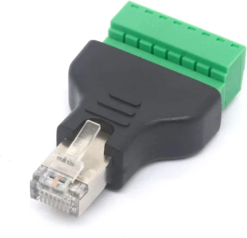 Vista 4 de Adaptador de terminal de tornillo macho RJ45, RJ45 macho a tornillo de 8 pines, conector hembra Cat7 6 5 5e Extensor de enchufe de red Ethernet CCTV