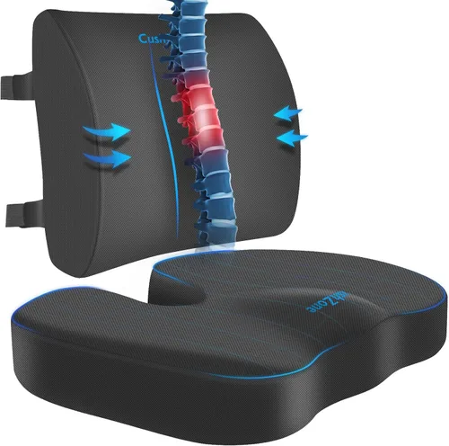 Vista 9 de CushZone Cojín de asiento, almohada de apoyo lumbar con correa ajustable, cojines para silla para aliviar el dolor de ciática, con funda lavable