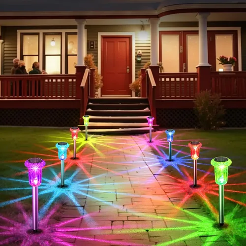 Vista 7 de Eyrosa Luces solares para exteriores, paquete de 15 luces solares para sendero al aire libre impermeables, iluminación con poste para jardín Varios