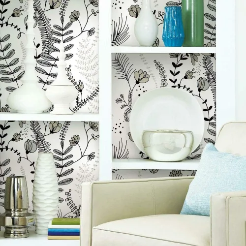 Vista 3 de RoomMates RMK11541RL Finlayson - Papel tapiz para despegar y pegar (gris, color gris)
