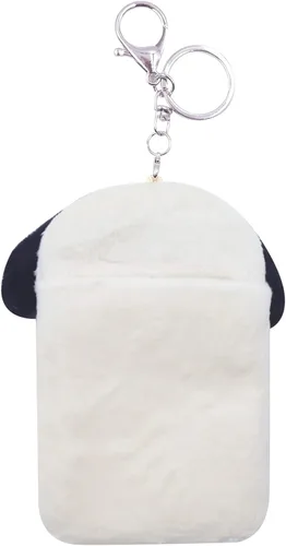 Vista 3 de JUMISEE Lindo soporte de tarjeta de fotos Kpop de felpa con llavero, funda de foto de oso de dibujos animados, protector de tarjeta de crédito