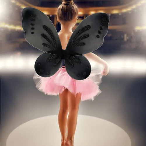 Vista 4 de Alas de hadas para niñas, alas de mariposa de hadas para fiesta de cumpleaños, alas de ángel brillantes, disfraz de Halloween C-3