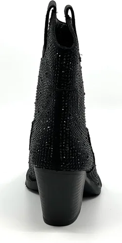 Vista 4 de Botines cortos hasta la rodilla con tacón de bloque de diamantes de imitación para mujer