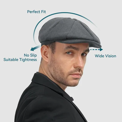 Vista 4 de Gorra de Newsboy de mezcla de lana para hombre, gorra irlandesa de periódicos, sombrero de taxista