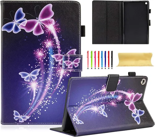 Vista 26 de Funda para tablet Fire HD 8 de 8ª/7ª/6ª generación de 8.0 pulgadas con soporte para lápices [encendido y apagado automático] ranuras para tarjetas