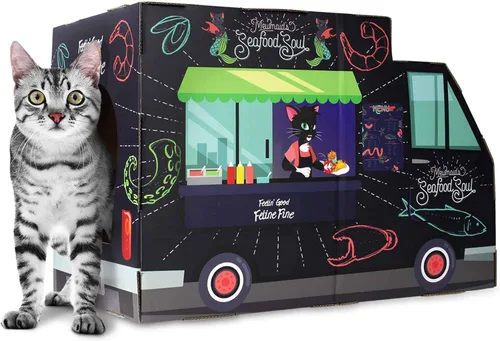 Vista 9 de American Cat Club Casa navideña para gatos y rascador para gatos con hierba gatera incluida