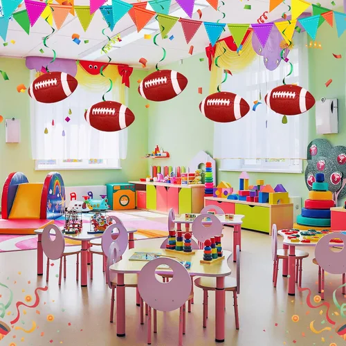 Vista 3 de 24 piezas de decoraciones de fiesta de fútbol de 7.9 pulgadas, remolinos colgantes de fútbol, suministros para fiestas de fútbol, remolinos