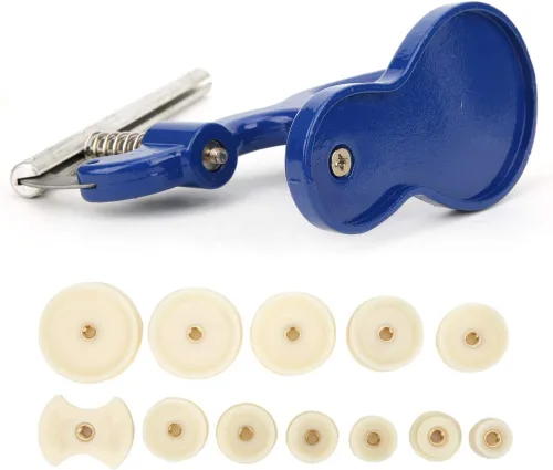 Vista 3 de Set de prensa de reloj profesional kit de reparación de reloj kit de herramientas de reparación con 12 piezas de troqueles azul