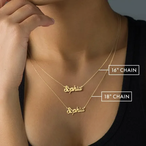 Vista 3 de TSD JEWLR - Collar con nombre personalizado de 10 quilates en fuente Damion