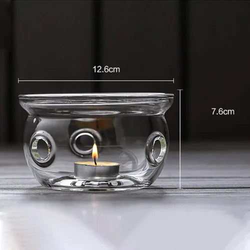 Vista 4 de Base de cristal elegante para tetera de cristal, base térmica aislada creativa para teteras para uso en la oficina en casa y material multifuncional