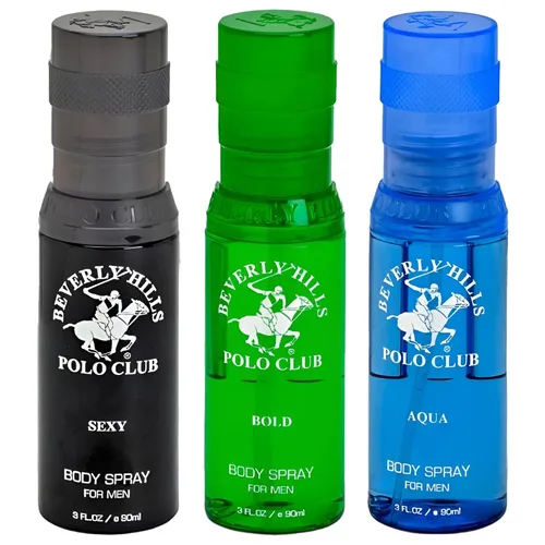 Vista 10 de Beverly Hills Polo Club Set de regalo de spray corporal de lujo para hombre, 3 aromas de colonia de diseñador de 3 x 3 onzas para una frescura