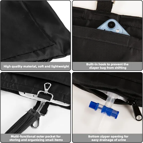Vista 4 de Foley - Soporte para bolsa de catéter de 67.6 fl oz, fundas para bolsa de catéter con cremallera y correa ajustable, seguro, suave y discreto