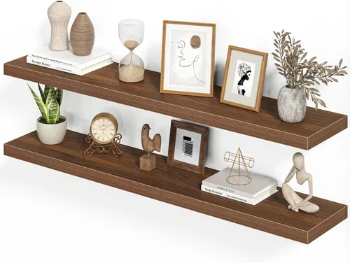 Vista 8 de Heimlove Juego de 2 estantes flotantes de 16 pulgadas para pared, estante negro para baño pequeño, dormitorio, sala de estar, cocina, decoración