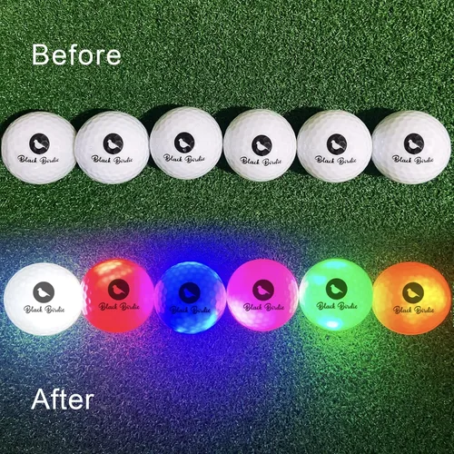 Vista 5 de Blach Birdie Pelotas de golf nocturnas que brillan en la oscuridad se iluminan 10 minutos intermitentes en seis colores para hombres y mujeres