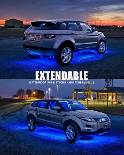 Vista 3 de Keiurot - Tira de luces LED azules de 12 V para automóviles, conectables de 12 pulgadas, paquete de 4 unidades IP68 Waterproof Flexible for Cars