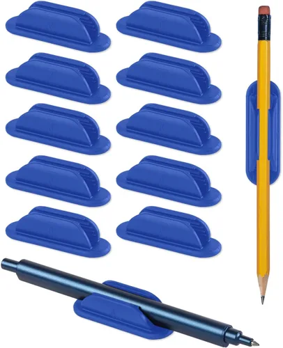 Vista 12 de Tiizze Juego de 10 portalápices adhesivos para escritorio - Soporte de silicona para bolígrafos con 15 piezas de almohadillas adhesivas mejoradas