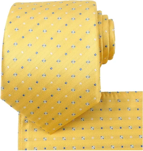 Vista 47 de KissTies Mens Checkered Tie Set Solid Color Festive Necktie + Pocket Square