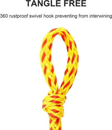 Vista 4 de Paquete de 2 conectores rápidos de cuerda remolcable para tubos (amarillo/rojo) Boat Tow Harness for Tubing, Self Centering Tow Harness for Boat