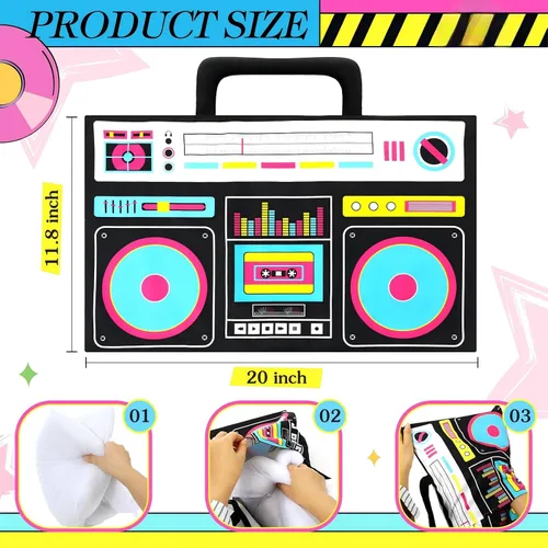 Vista 2 de Hahafelt 2 fundas de almohada de casete de audio retro, reproductor de discos de música, 12 x 20 pulgadas, bajo ruido, cinta de plástico de los años