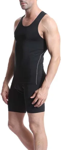 Vista 3 de Audoc Camiseta de compresión para hombre, paquete de 3 unidades, color negro, camiseta sin mangas de compresión atlética