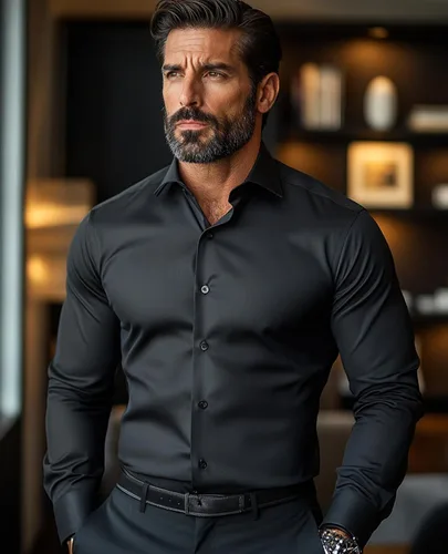 Vista 5 de DEMEANOR Camisas de vestir para hombre, camisas de vestir de manga larga para hombre, camisas ajustadas con botones, camisas grandes y altas