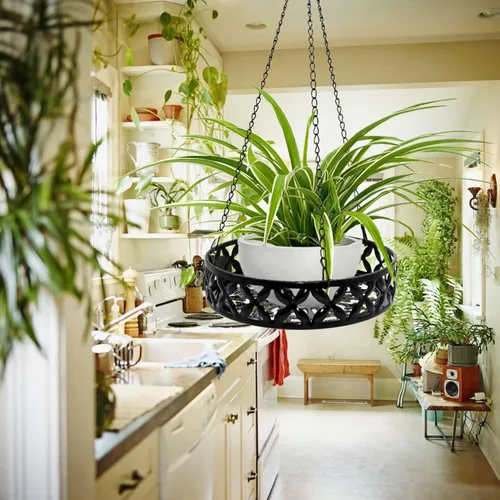 Vista 2 de ARTORA Colgador de metal para plantas, cesta colgante moderna para plantas, soporte para macetas, cadena colgante con gancho de techo para balcón