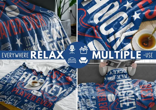 Vista 7 de InnoBeta Regalos de hockey para niños y hombres, mantas de franela de cama de 50 x 65 pulgadas para Navidad, regalos de hockey para niños de 8 a 12
