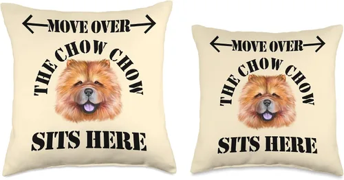 Vista 3 de Funny Chow Chow Dog Owner Gifts & Shirts Move Sits Here Funny Chow - Almohada para perro, 16 x 16 pulgadas, multicolor