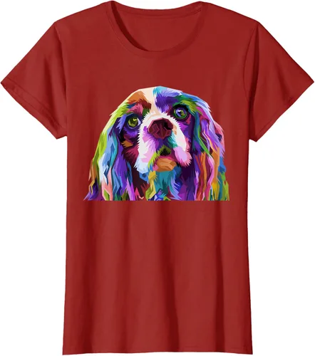 Vista 44 de Camiseta con diseño de Cocker Spaniel de arte pop para dueños de perros, Negro, S