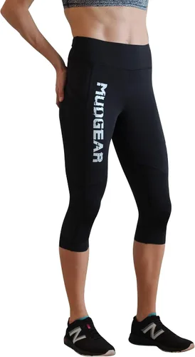 Vista 3 de MudGear Capri Flex-Fit - Leggings de compresión de cintura alta con bolsillos para mujer
