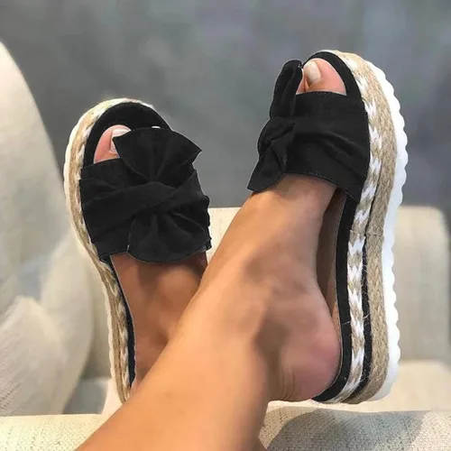 Vista 2 de NOLDARES Pantuflas para mujer alpargata con nudo de lazo impermeables informales sandalias de moda para mujer