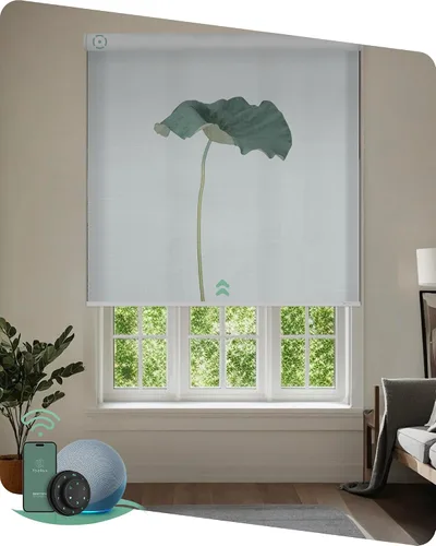 Vista 15 de Yoolax Persianas enrollables motorizadas con control remoto, persianas inteligentes impresas con imagen personalizada que funcionan con Alexa
