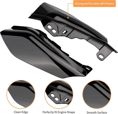 Vista 4 de Deflectores de aire de marco medio, cubiertas de protección contra calor, color negro brillante, compatible con Harley Touring Street Glide Road
