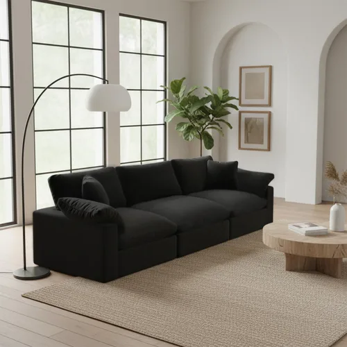 Vista 23 de Sofá modular modular con asiento profundo extra cómodo, sofás modernos negros para sala de estar, apartamento, oficina, espacio pequeño