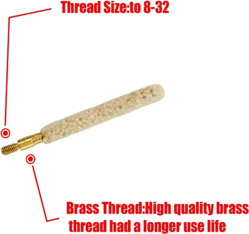 Vista 4 de . 22 Cal Bore Mop Gun Cepillo de limpieza para pistola de rifle de 22 lr (6 piezas)