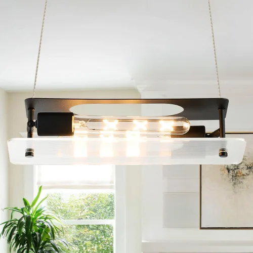 Vista 14 de Mini lámpara colgante industrial moderna de vidrio con semillas de burbujas, cilindro de iluminación colgante de cable ajustable para isla