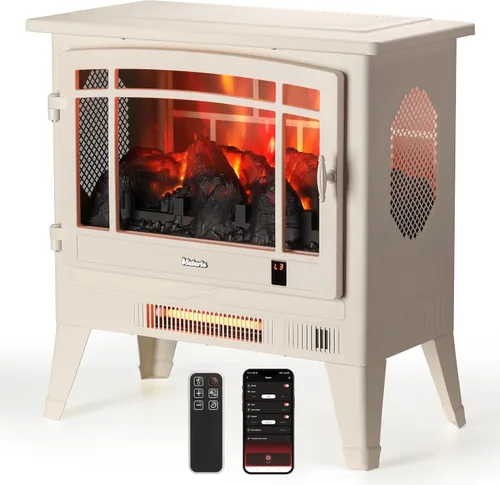 Vista 11 de TURBRO Suburbs TS17Q - Chimenea eléctrica infrarroja, 19 pulgadas, vista de 3 lados, llama realista, protección contra sobrecalentamiento