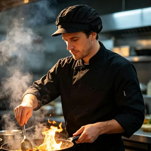 Vista 7 de Paquete de 4 u 8 gorros de chef para cocina, gorra de chef ajustable para servicio de alimentos, redes para el cabello, reutilizables, lavables