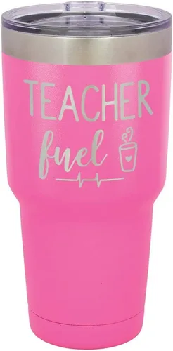 Vista 14 de TEACHER FUEL Vaso negro de 30 onzas con popote y tapa superior deslizante Taza de viaje de acero inoxidable Comparar con Yeti Rambler