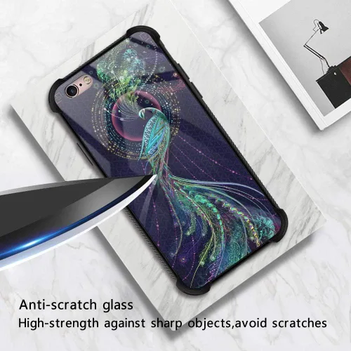 Vista 2 de ZHEGAILIAN Funda para iPhone 6/6S, protección de grado militar, esquinas a prueba de golpes, funda antiarañazos para iPhone 6/6S, pavo real